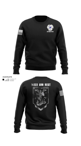 Crew Neck Sweatshirt, 1-222 Aviaition Regiment, Army, Teamtime, Team time, sublimation, custom sports apparel, team uniforms, spirit wear, spiritwear, sports uniforms, custom shirts, team store, custom team store, fundraiser sports, apparel fundraiser