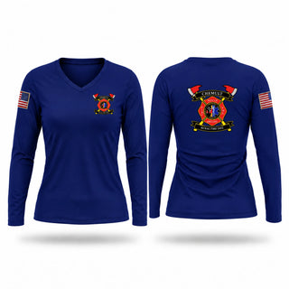 Womens Long Sleeve Vneck Shirt, Chemult Rural Fire Protection District, Fire Department, Teamtime, Team time, sublimation, custom sports apparel, team uniforms, spirit wear, spiritwear, sports uniforms, custom shirts, team store, custom team store, fundraiser sports, apparel fundraiser