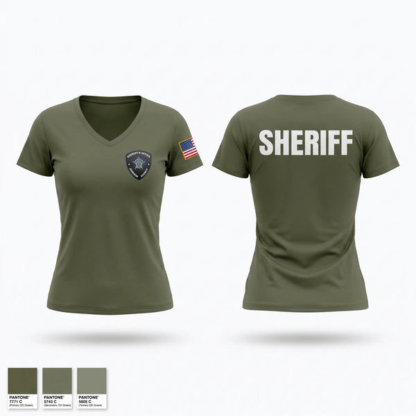 Womens Short Sleeve Vneck Shirt, Sheriff Deputy, Police, Teamtime, Team time, sublimation, custom sports apparel, team uniforms, spirit wear, spiritwear, sports uniforms, custom shirts, team store, custom team store, fundraiser sports, apparel fundraiser