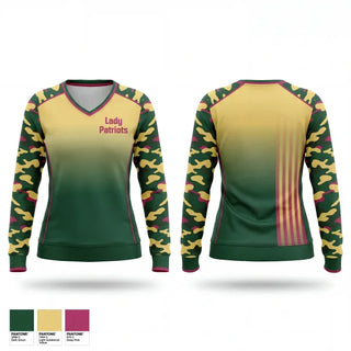Womens Long Sleeve Vneck Shirt, Lady Patriots, Wrestling, Teamtime, Team time, sublimation, custom sports apparel, team uniforms, spirit wear, spiritwear, sports uniforms, custom shirts, team store, custom team store, fundraiser sports, apparel fundraiser