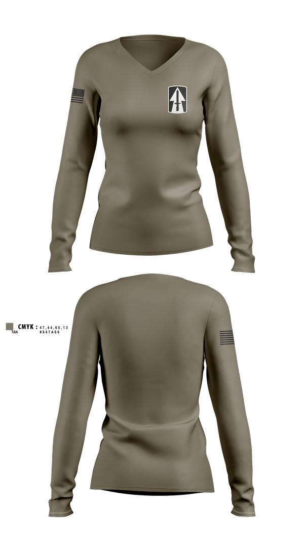 Womens Long Sleeve Vneck Shirt, 76th IBCT, , Teamtime, Team time, sublimation, custom sports apparel, team uniforms, spirit wear, spiritwear, sports uniforms, custom shirts, team store, custom team store, fundraiser sports, apparel fundraiser