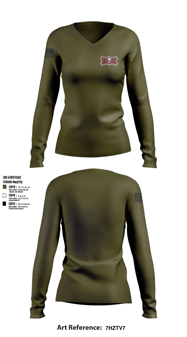 Womens Long Sleeve Vneck Shirt, VFW Riders Unit 17, Marines, Teamtime, Team time, sublimation, custom sports apparel, team uniforms, spirit wear, spiritwear, sports uniforms, custom shirts, team store, custom team store, fundraiser sports, apparel fundraiser