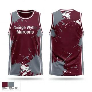 Mens Basketball Jersey, George Wythe Maroons, Men's Basketball, Teamtime, Team time, sublimation, custom sports apparel, team uniforms, spirit wear, spiritwear, sports uniforms, custom shirts, team store, custom team store, fundraiser sports, apparel fundraiser