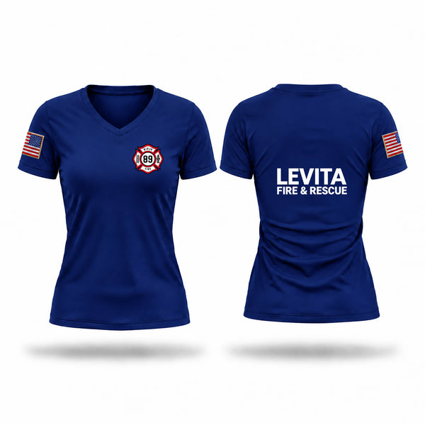 Womens Short Sleeve Vneck Shirt, Levita VFD station 89, Fire Department, Teamtime, Team time, sublimation, custom sports apparel, team uniforms, spirit wear, spiritwear, sports uniforms, custom shirts, team store, custom team store, fundraiser sports, apparel fundraiser
