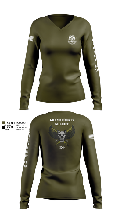 GCSO K9 Women's Long Sleeve V-neck Shirt - 101