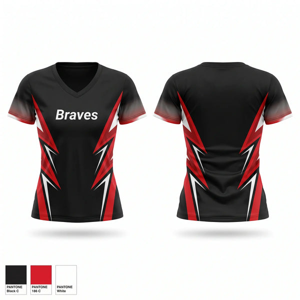 Womens Short Sleeve Vneck Shirt, Braves, Men's Soccer, Teamtime, Team time, sublimation, custom sports apparel, team uniforms, spirit wear, spiritwear, sports uniforms, custom shirts, team store, custom team store, fundraiser sports, apparel fundraiser