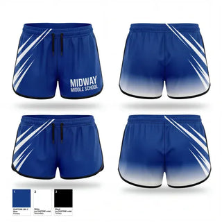 Womens Shorts, Midway Middle School, Cheer, Teamtime, Team time, sublimation, custom sports apparel, team uniforms, spirit wear, spiritwear, sports uniforms, custom shirts, team store, custom team store, fundraiser sports, apparel fundraiser