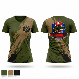 Womens Short Sleeve Vneck Shirt, Los Cocodrilos, Men's Lacrosse, Teamtime, Team time, sublimation, custom sports apparel, team uniforms, spirit wear, spiritwear, sports uniforms, custom shirts, team store, custom team store, fundraiser sports, apparel fundraiser