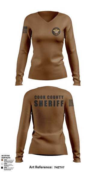 Womens Long Sleeve Vneck Shirt, Cook County Sheriff’s Office, Police, Teamtime, Team time, sublimation, custom sports apparel, team uniforms, spirit wear, spiritwear, sports uniforms, custom shirts, team store, custom team store, fundraiser sports, apparel fundraiser
