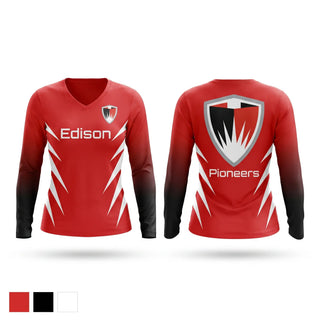 Womens Long Sleeve Vneck Shirt, Detroit Edison PSA, Track & Field, Teamtime, Team time, sublimation, custom sports apparel, team uniforms, spirit wear, spiritwear, sports uniforms, custom shirts, team store, custom team store, fundraiser sports, apparel fundraiser