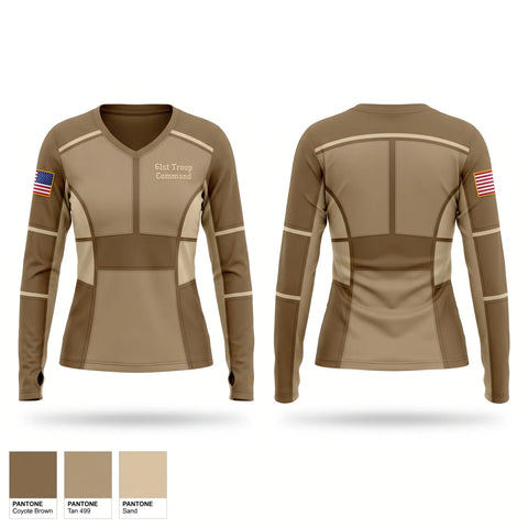 Womens Long Sleeve Vneck Shirt, 61st Troop Command, National Guard, Teamtime, Team time, sublimation, custom sports apparel, team uniforms, spirit wear, spiritwear, sports uniforms, custom shirts, team store, custom team store, fundraiser sports, apparel fundraiser