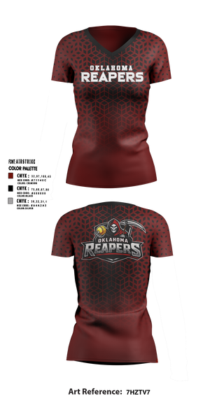 Womens Short Sleeve Vneck Shirt, Oklahoma Reapers, Softball, Teamtime, Team time, sublimation, custom sports apparel, team uniforms, spirit wear, spiritwear, sports uniforms, custom shirts, team store, custom team store, fundraiser sports, apparel fundraiser