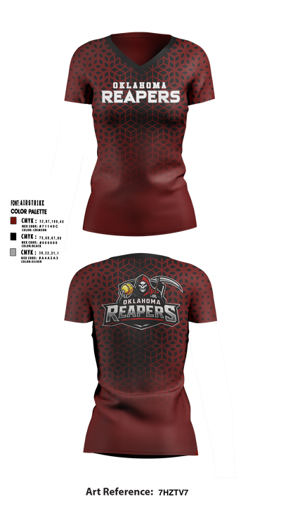 Oklahoma Reapers Women's Short Sleeve V-neck Shirt - 1