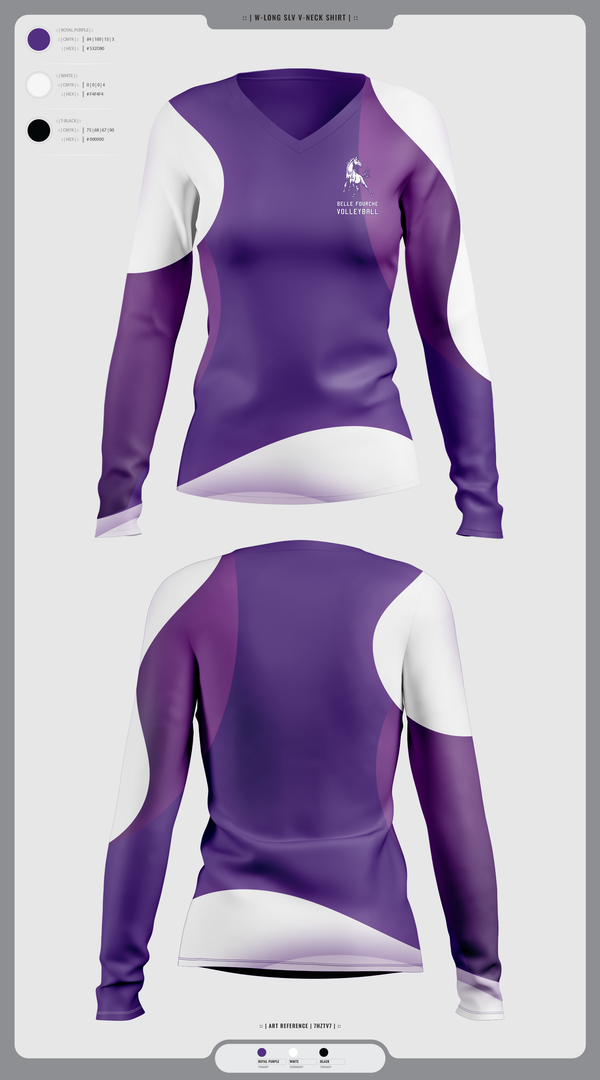 Womens Long Sleeve Vneck Shirt, Belle Fourche Volleyball, Women's Volleyball, Teamtime, Team time, sublimation, custom sports apparel, team uniforms, spirit wear, spiritwear, sports uniforms, custom shirts, team store, custom team store, fundraiser sports, apparel fundraiser