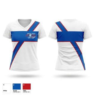 Womens Short Sleeve Vneck Shirt, SOUTH TEXAS STORM, Track & Field, Teamtime, Team time, sublimation, custom sports apparel, team uniforms, spirit wear, spiritwear, sports uniforms, custom shirts, team store, custom team store, fundraiser sports, apparel fundraiser