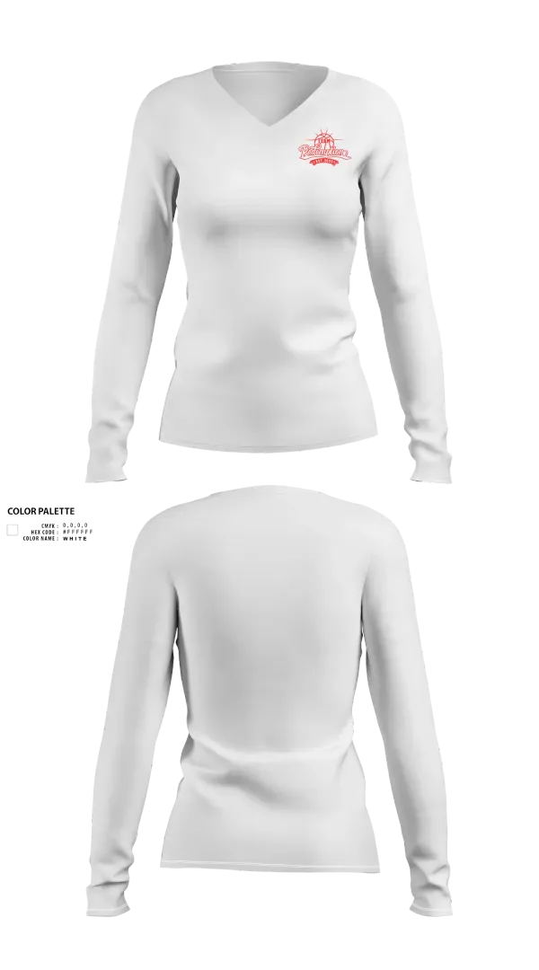 Womens Long Sleeve Vneck Shirt, Team Redemption, Women's Basketball, Teamtime, Team time, sublimation, custom sports apparel, team uniforms, spirit wear, spiritwear, sports uniforms, custom shirts, team store, custom team store, fundraiser sports, apparel fundraiser
