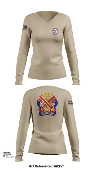 Womens Long Sleeve Vneck Shirt, 122nd Special Troop Command, , Teamtime, Team time, sublimation, custom sports apparel, team uniforms, spirit wear, spiritwear, sports uniforms, custom shirts, team store, custom team store, fundraiser sports, apparel fundraiser