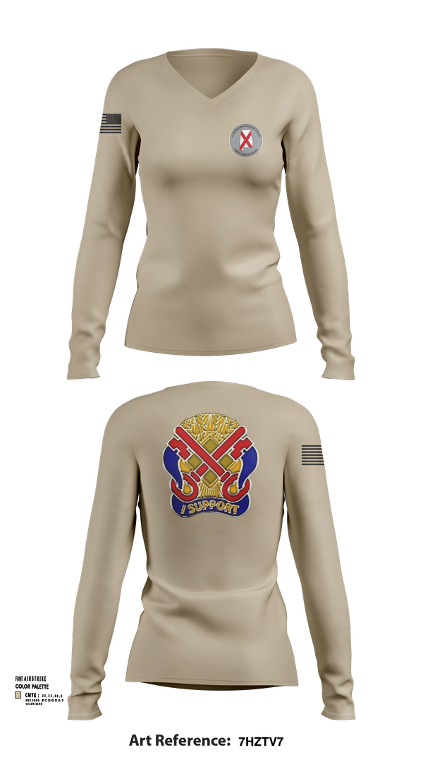 Womens Long Sleeve Vneck Shirt, 122nd Special Troop Command, , Teamtime, Team time, sublimation, custom sports apparel, team uniforms, spirit wear, spiritwear, sports uniforms, custom shirts, team store, custom team store, fundraiser sports, apparel fundraiser