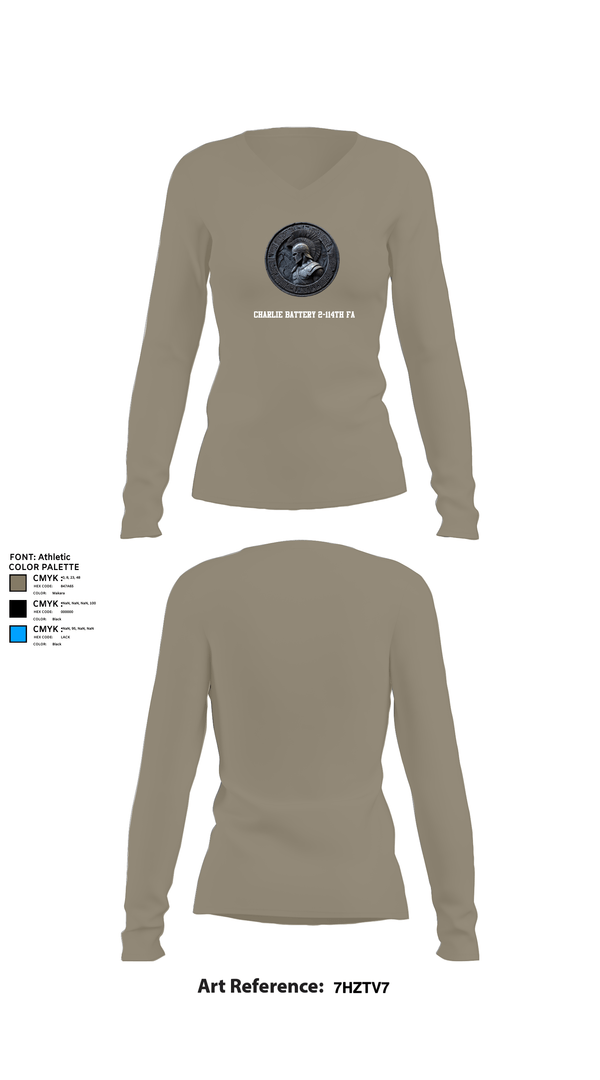 Womens Long Sleeve Vneck Shirt, Charlie Battery 2-114th FA, , Teamtime, Team time, sublimation, custom sports apparel, team uniforms, spirit wear, spiritwear, sports uniforms, custom shirts, team store, custom team store, fundraiser sports, apparel fundraiser