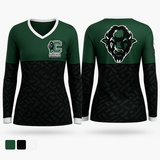 Womens Long Sleeve Vneck Shirt, Carlisle Thundering Herd, , Teamtime, Team time, sublimation, custom sports apparel, team uniforms, spirit wear, spiritwear, sports uniforms, custom shirts, team store, custom team store, fundraiser sports, apparel fundraiser