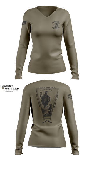 Womens Long Sleeve Vneck Shirt, Bco 1-167IN, Army, Teamtime, Team time, sublimation, custom sports apparel, team uniforms, spirit wear, spiritwear, sports uniforms, custom shirts, team store, custom team store, fundraiser sports, apparel fundraiser