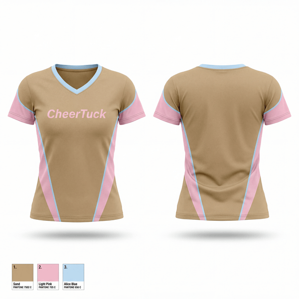 Womens Short Sleeve Vneck Shirt, CheerTuck, Cheer, Teamtime, Team time, sublimation, custom sports apparel, team uniforms, spirit wear, spiritwear, sports uniforms, custom shirts, team store, custom team store, fundraiser sports, apparel fundraiser