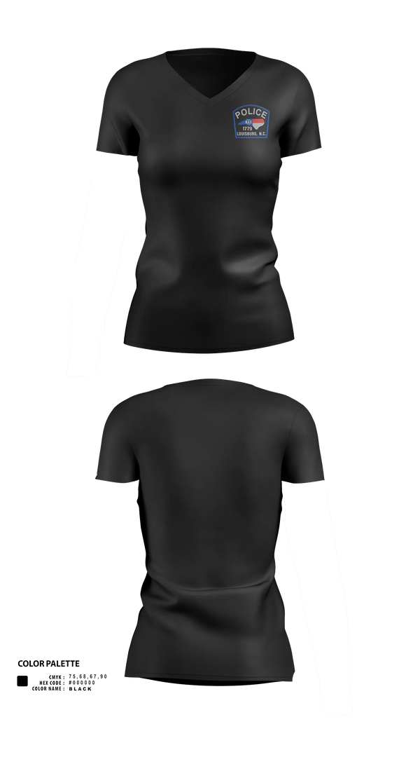 Womens Short Sleeve Vneck Shirt, Louisburg Police Department, Police, Teamtime, Team time, sublimation, custom sports apparel, team uniforms, spirit wear, spiritwear, sports uniforms, custom shirts, team store, custom team store, fundraiser sports, apparel fundraiser