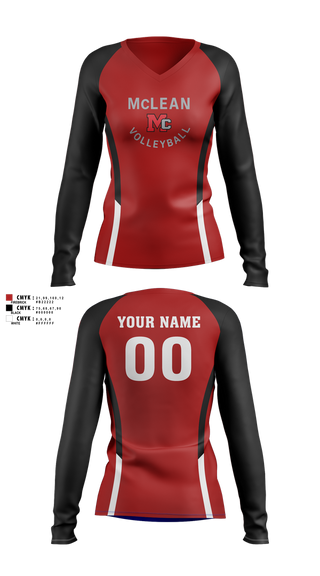 Womens Long Sleeve Vneck Shirt, McLean Girls Volleyball, Women's Volleyball, Teamtime, Team time, sublimation, custom sports apparel, team uniforms, spirit wear, spiritwear, sports uniforms, custom shirts, team store, custom team store, fundraiser sports, apparel fundraiser
