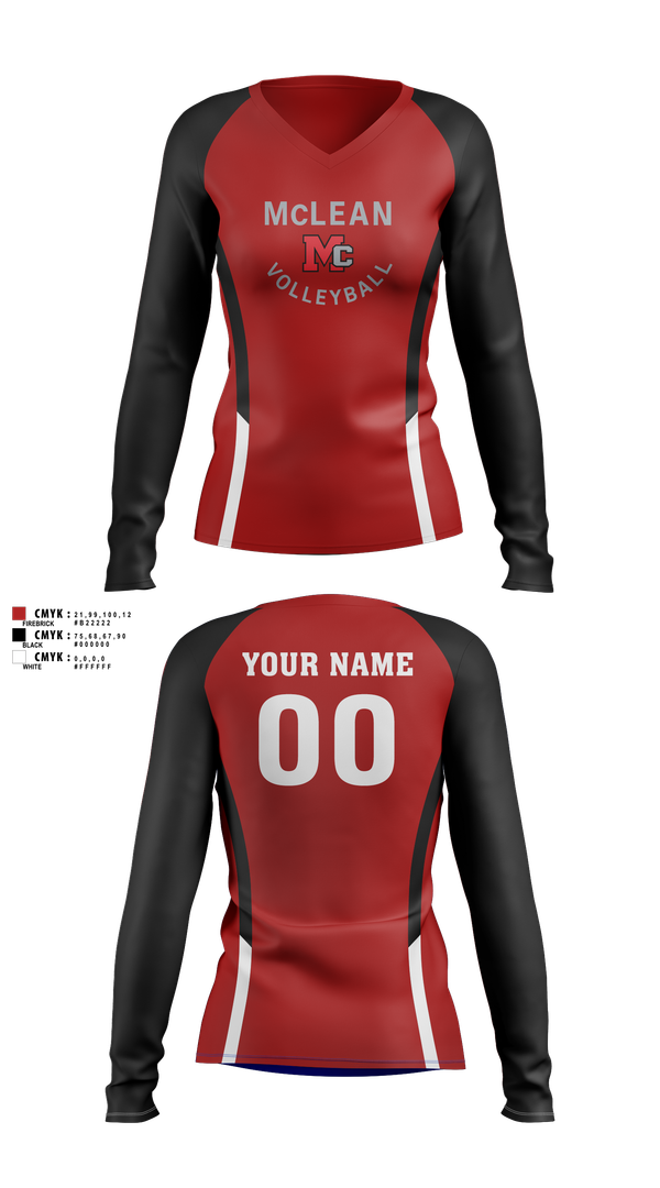 Womens Long Sleeve Vneck Shirt, McLean Girls Volleyball, Women's Volleyball, Teamtime, Team time, sublimation, custom sports apparel, team uniforms, spirit wear, spiritwear, sports uniforms, custom shirts, team store, custom team store, fundraiser sports, apparel fundraiser