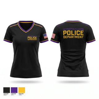 Womens Short Sleeve Vneck Shirt, Lexington Illinois Police Department, Police, Teamtime, Team time, sublimation, custom sports apparel, team uniforms, spirit wear, spiritwear, sports uniforms, custom shirts, team store, custom team store, fundraiser sports, apparel fundraiser