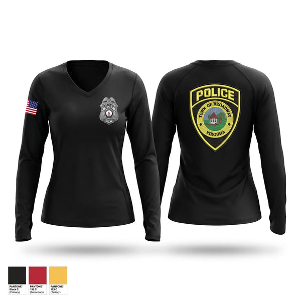 Womens Long Sleeve Vneck Shirt, Broadway Police, Police, Teamtime, Team time, sublimation, custom sports apparel, team uniforms, spirit wear, spiritwear, sports uniforms, custom shirts, team store, custom team store, fundraiser sports, apparel fundraiser