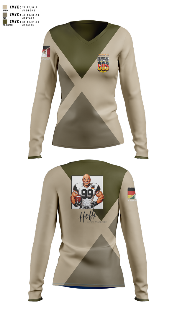 Womens Long Sleeve Vneck Shirt, Germany Oldstars, , Teamtime, Team time, sublimation, custom sports apparel, team uniforms, spirit wear, spiritwear, sports uniforms, custom shirts, team store, custom team store, fundraiser sports, apparel fundraiser