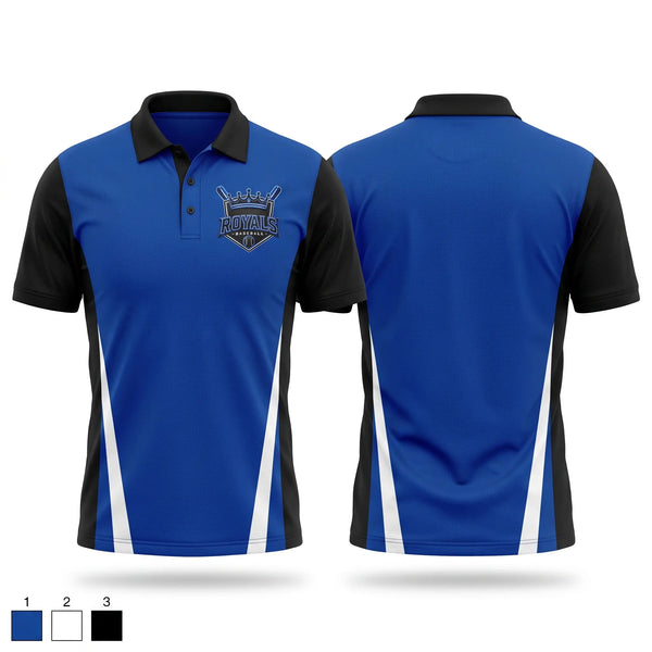 Short Sleeve Performance Polo, Royals, Baseball, Teamtime, Team time, sublimation, custom sports apparel, team uniforms, spirit wear, spiritwear, sports uniforms, custom shirts, team store, custom team store, fundraiser sports, apparel fundraiser