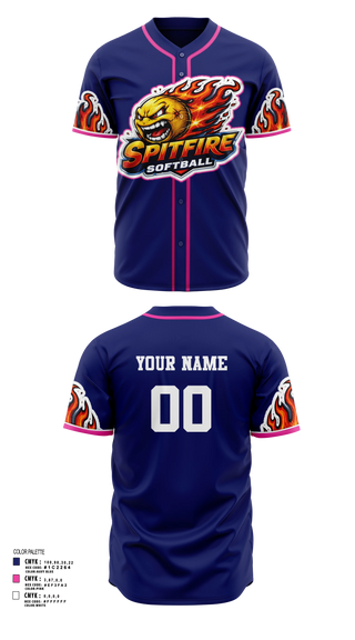 Full Button Softball Jersey, Spitfire Softball, Softball, Teamtime, Team time, sublimation, custom sports apparel, team uniforms, spirit wear, spiritwear, sports uniforms, custom shirts, team store, custom team store, fundraiser sports, apparel fundraiser