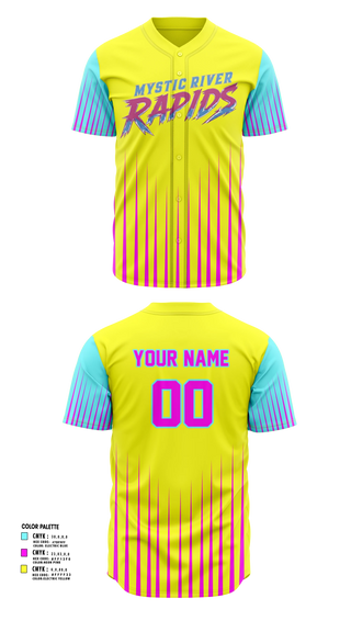 Full Button Baseball Jersey, Mystic River Rapids, Baseball, Teamtime, Team time, sublimation, custom sports apparel, team uniforms, spirit wear, spiritwear, sports uniforms, custom shirts, team store, custom team store, fundraiser sports, apparel fundraiser