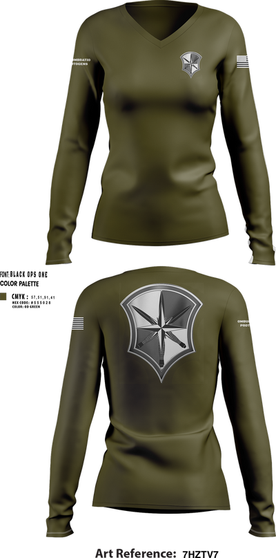 CPD 25599118 Women's Long Sleeve V-neck Shirt - 102