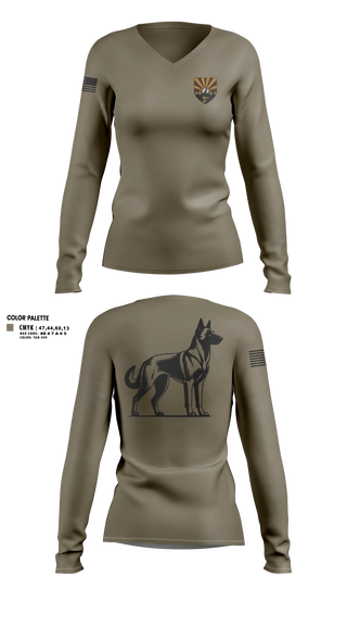 Womens Long Sleeve Vneck Shirt, 355 K9, Air Force, Teamtime, Team time, sublimation, custom sports apparel, team uniforms, spirit wear, spiritwear, sports uniforms, custom shirts, team store, custom team store, fundraiser sports, apparel fundraiser