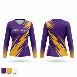 Womens Long Sleeve Vneck Shirt, Eaton Eagles, Cross Country, Teamtime, Team time, sublimation, custom sports apparel, team uniforms, spirit wear, spiritwear, sports uniforms, custom shirts, team store, custom team store, fundraiser sports, apparel fundraiser