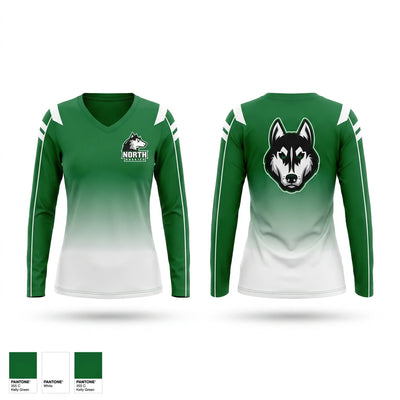 North Huskies Women's Long Sleeve V-neck Shirt - 1
