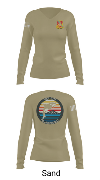 Womens Long Sleeve Vneck Shirt, A BTRY, 1-37FAR, , Teamtime, Team time, sublimation, custom sports apparel, team uniforms, spirit wear, spiritwear, sports uniforms, custom shirts, team store, custom team store, fundraiser sports, apparel fundraiser