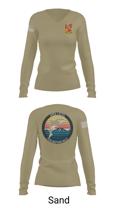 A BTRY, 1-37FAR 4037747 Women's Long Sleeve V-neck Shirt - 97