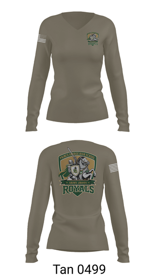 Womens Long Sleeve Vneck Shirt, Royals Battalion, Army, Teamtime, Team time, sublimation, custom sports apparel, team uniforms, spirit wear, spiritwear, sports uniforms, custom shirts, team store, custom team store, fundraiser sports, apparel fundraiser