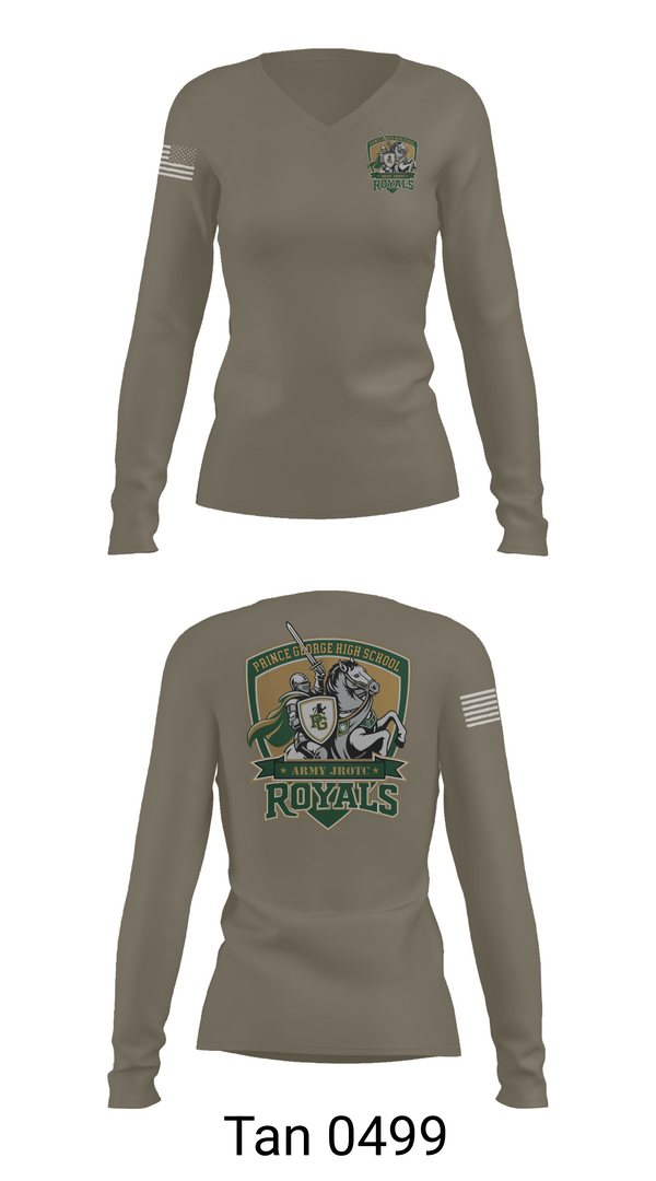 Womens Long Sleeve Vneck Shirt, Royals Battalion, Army, Teamtime, Team time, sublimation, custom sports apparel, team uniforms, spirit wear, spiritwear, sports uniforms, custom shirts, team store, custom team store, fundraiser sports, apparel fundraiser