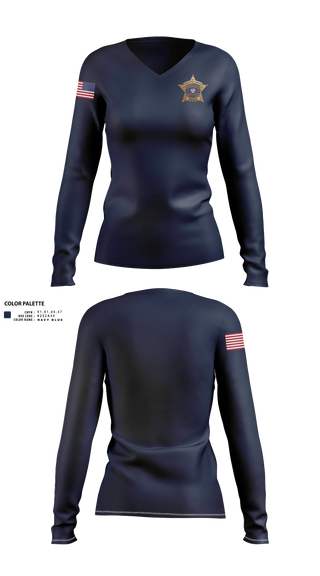 Womens Long Sleeve Vneck Shirt, Webster Parish Sheriffs office, Police, Teamtime, Team time, sublimation, custom sports apparel, team uniforms, spirit wear, spiritwear, sports uniforms, custom shirts, team store, custom team store, fundraiser sports, apparel fundraiser