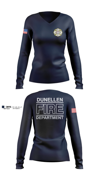 Womens Long Sleeve Vneck Shirt, Dunellen Fire Department, Fire Department, Teamtime, Team time, sublimation, custom sports apparel, team uniforms, spirit wear, spiritwear, sports uniforms, custom shirts, team store, custom team store, fundraiser sports, apparel fundraiser