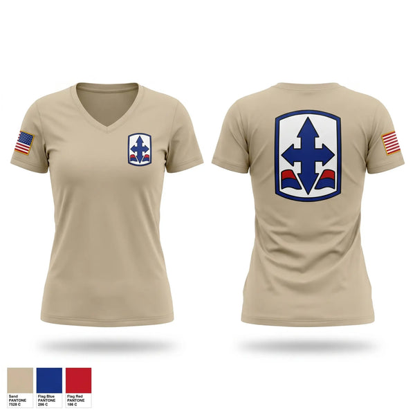 Womens Short Sleeve Vneck Shirt, 1/487th FA BN, Army, Teamtime, Team time, sublimation, custom sports apparel, team uniforms, spirit wear, spiritwear, sports uniforms, custom shirts, team store, custom team store, fundraiser sports, apparel fundraiser
