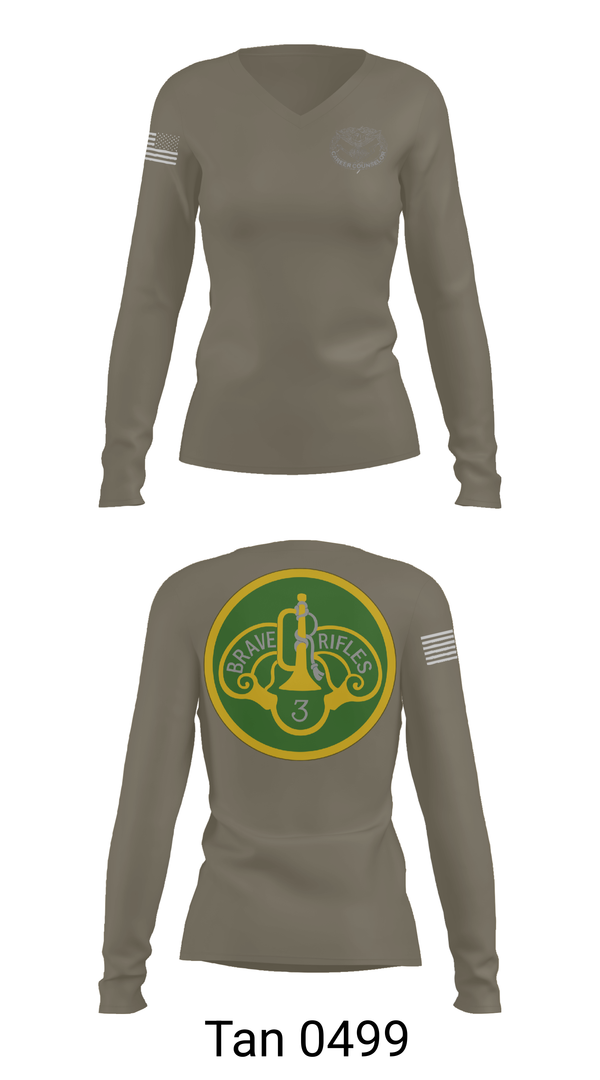 Womens Long Sleeve Vneck Shirt, 3d Cavalry Regiment, Army, Teamtime, Team time, sublimation, custom sports apparel, team uniforms, spirit wear, spiritwear, sports uniforms, custom shirts, team store, custom team store, fundraiser sports, apparel fundraiser