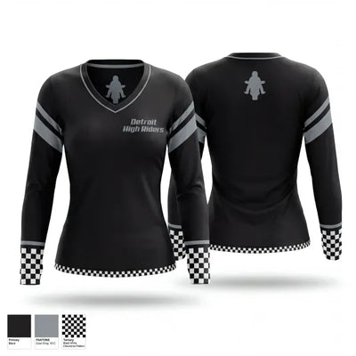 Detroit High Riders 74137297 Women's Long Sleeve V-neck Shirt - 1