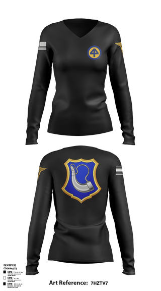 Womens Long Sleeve Vneck Shirt, HHC 1/181, National Guard, Teamtime, Team time, sublimation, custom sports apparel, team uniforms, spirit wear, spiritwear, sports uniforms, custom shirts, team store, custom team store, fundraiser sports, apparel fundraiser