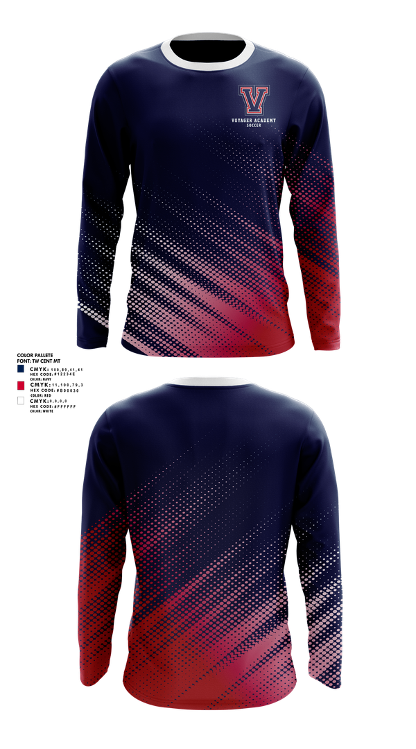 Long Sleeve Performance Shirt, Voyager Academy Men's Soccer, Men's Soccer, Teamtime, Team time, sublimation, custom sports apparel, team uniforms, spirit wear, spiritwear, sports uniforms, custom shirts, team store, custom team store, fundraiser sports, apparel fundraiser